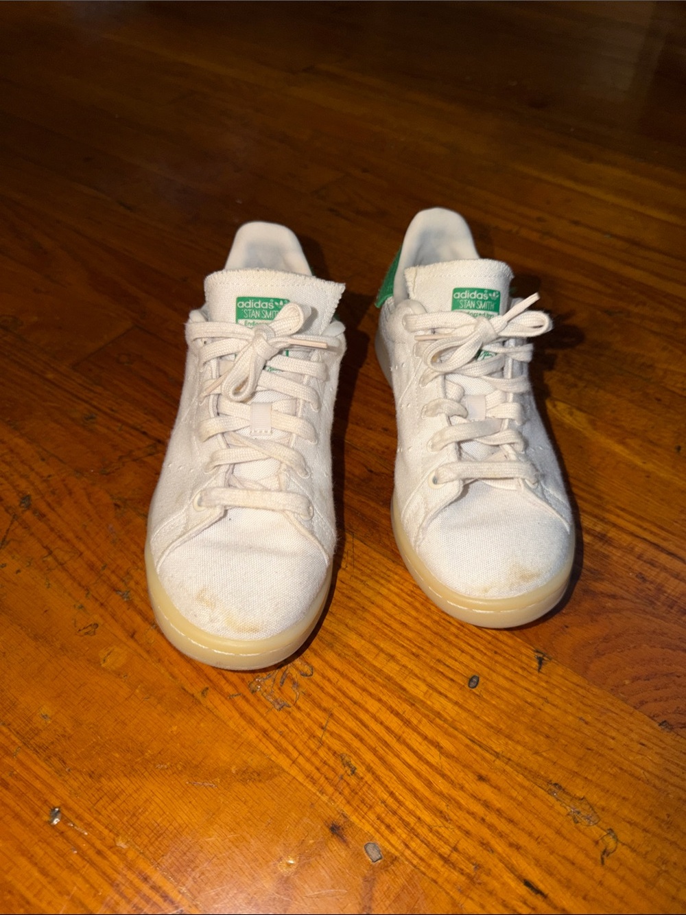 adidas White Sneakers with Green Heel Tab